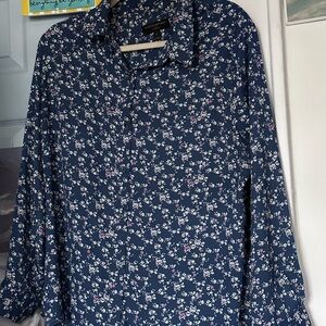 Banana Republic Navy Floral Blouse